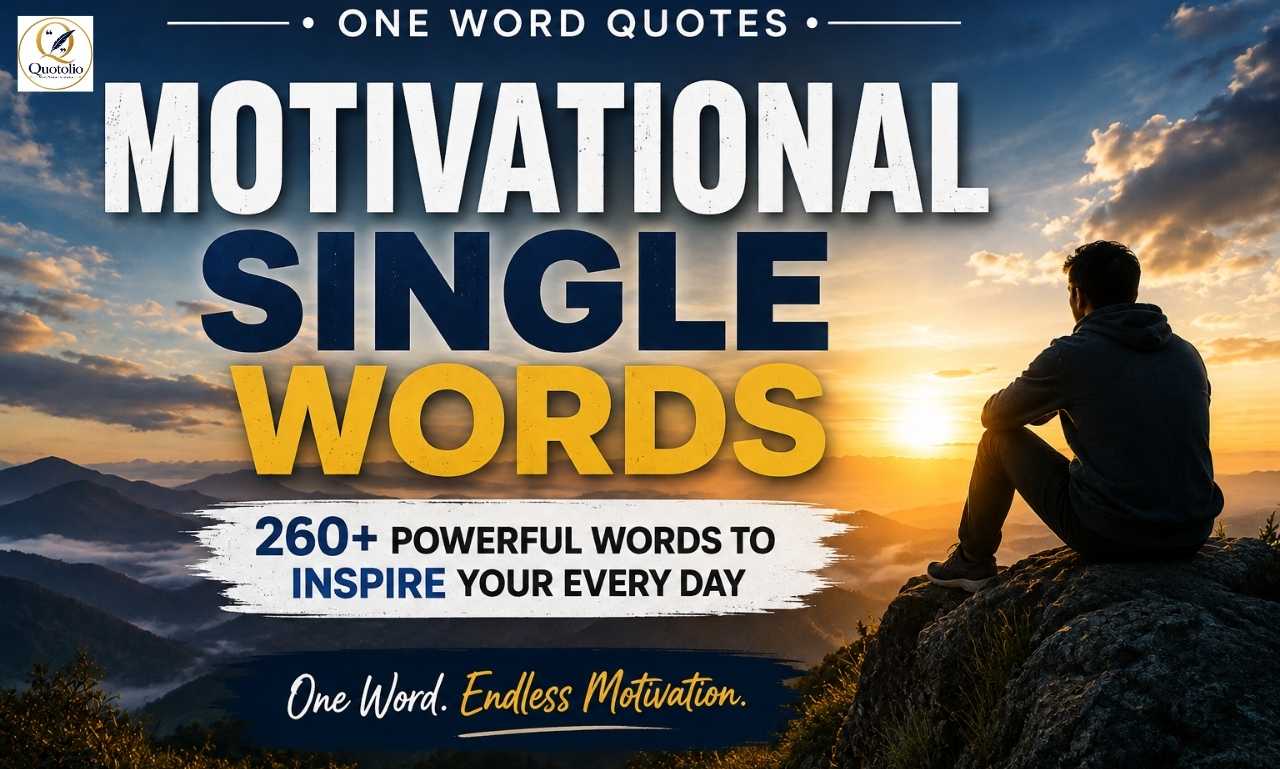 Motivational Single Words collection featuring 260+ powerful one-word quotes for success, confidence, growth, resilience, hope, and daily inspiration.