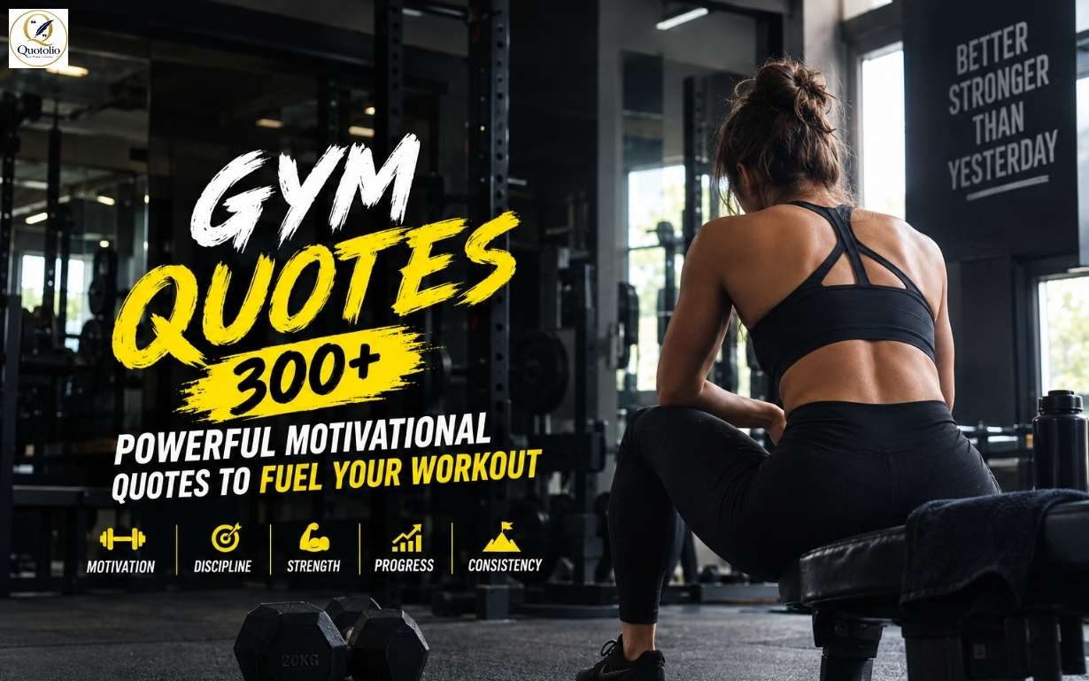 300+ gym quotes featured image showing a woman working out in a modern gym